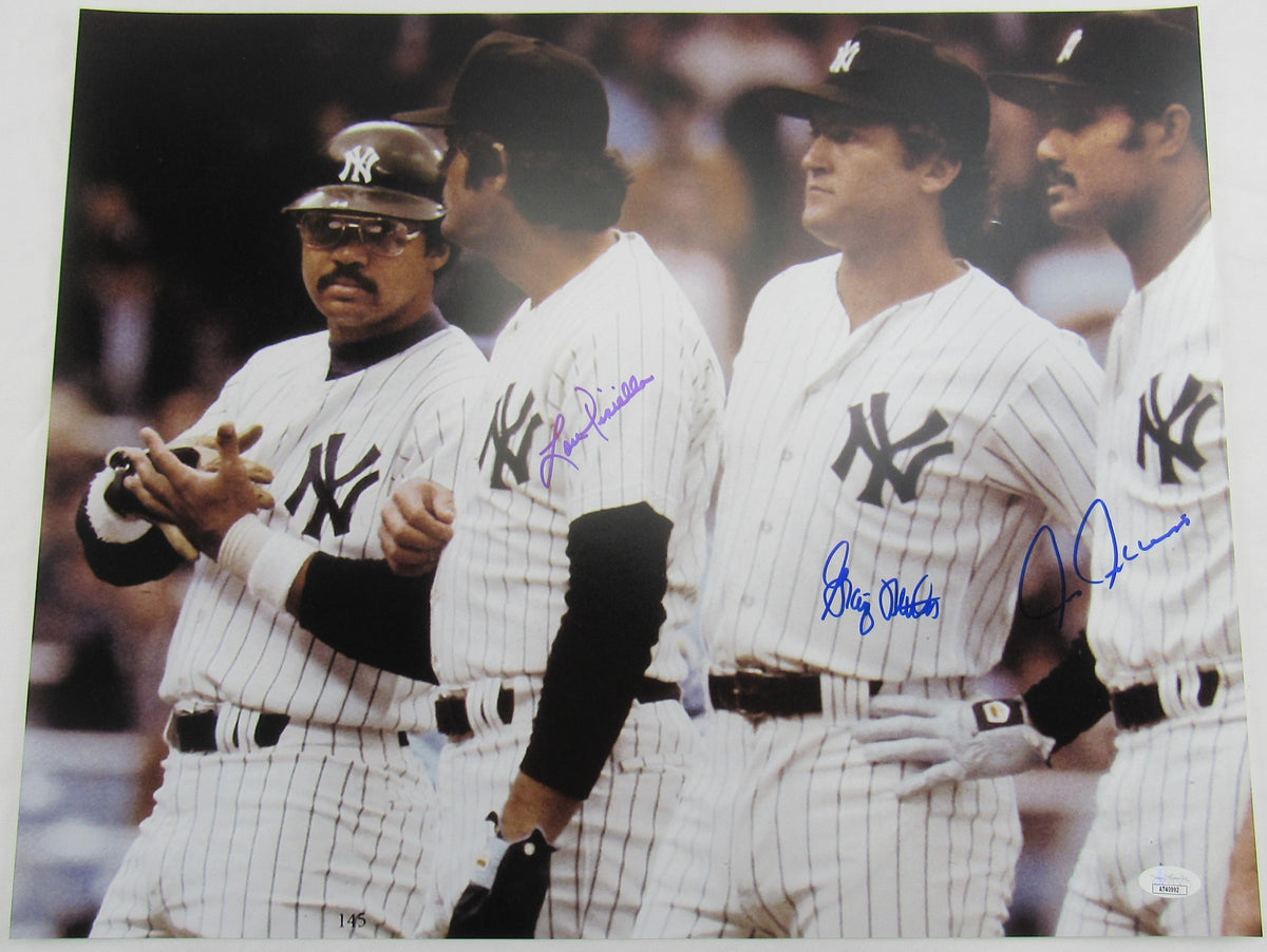 Chris Chambliss Lou Pinella Graig Nettles Signed 16x20 Photo JSA Witness COA