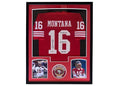 Joe Montana Signed 4x SB Champ - 3x SB MVP - HOF 2000 Inscription San Francisco Framed Jersey 34x42 (Beckett)