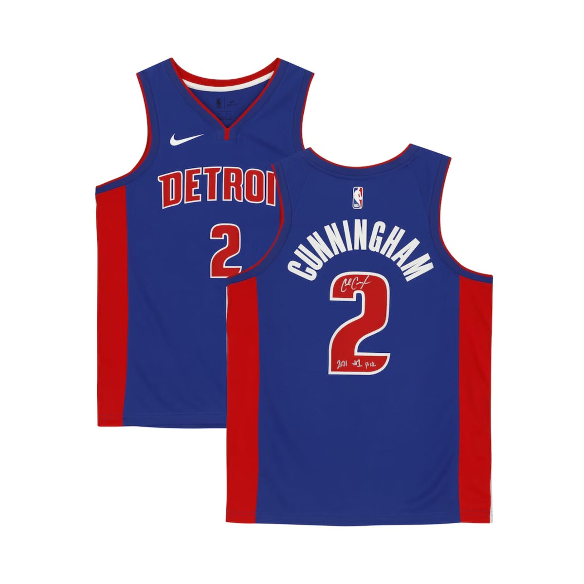 Fanatics Authentic Cade Cunningham Autographed "2021 #1 Pick" Detroit Pistons Blue Nike Swingman Jersey