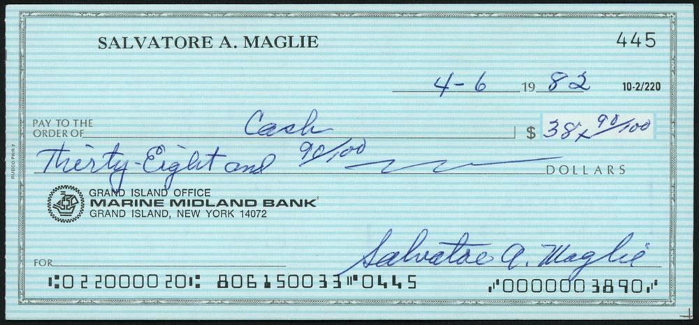 Sal Maglie Autographed 3x6 Check Brooklyn Dodgers, New York Yankees SKU #147868
