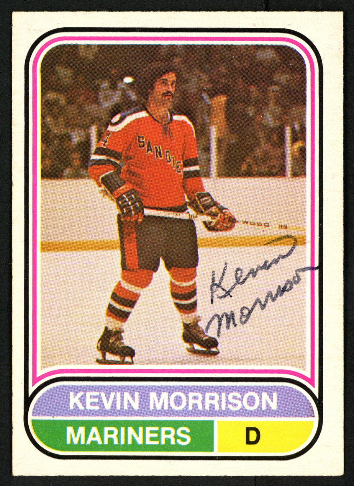 Kevin Morrison Autographed 1975-76 WHA O-Pee-Chee Rookie Card #80 San Diego Mariners SKU #151321