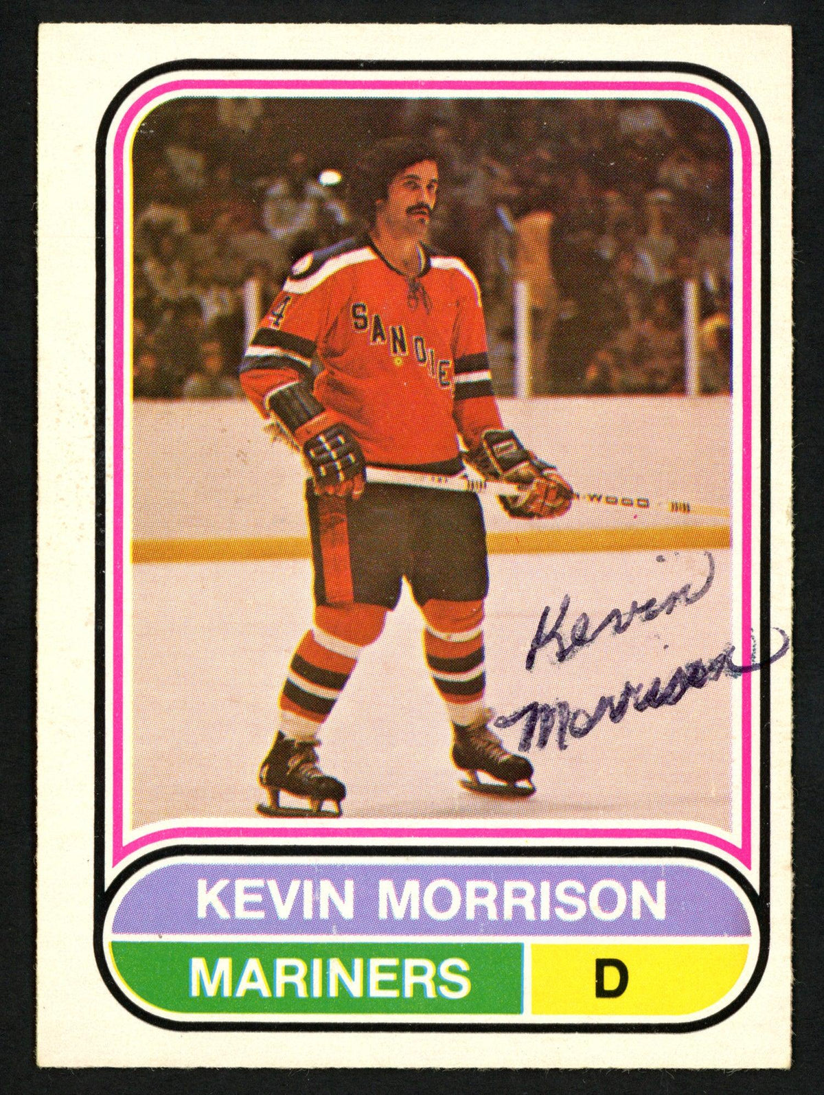 Kevin Morrison Autographed 1975-76 WHA O-Pee-Chee Rookie Card #80 San Diego Mariners SKU #151322