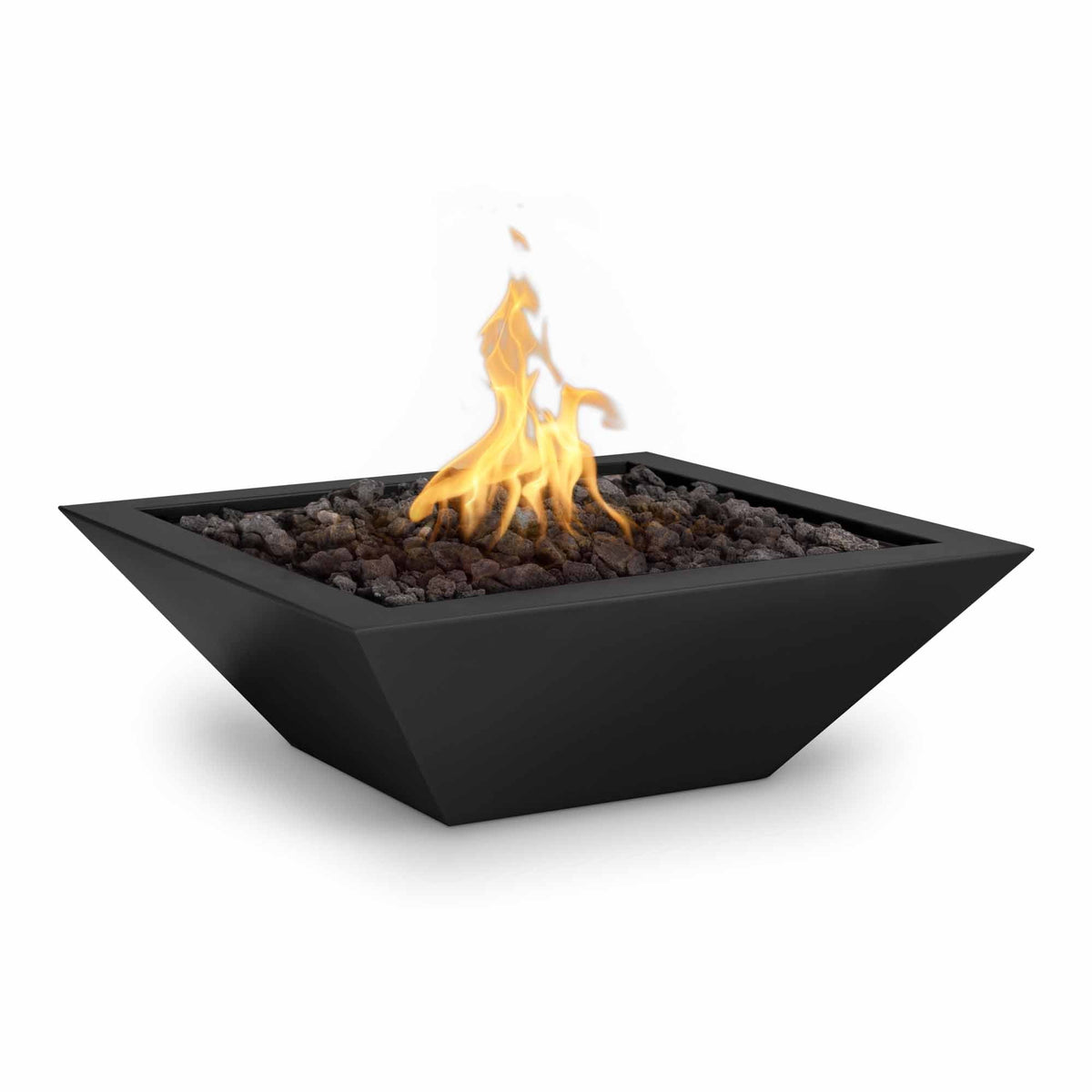 The Outdoor Plus Maya Fire Bowl - Metal Powder Coat (30" / Low Voltage Electronic Ignition (CSA Certified) / Silver Vein)