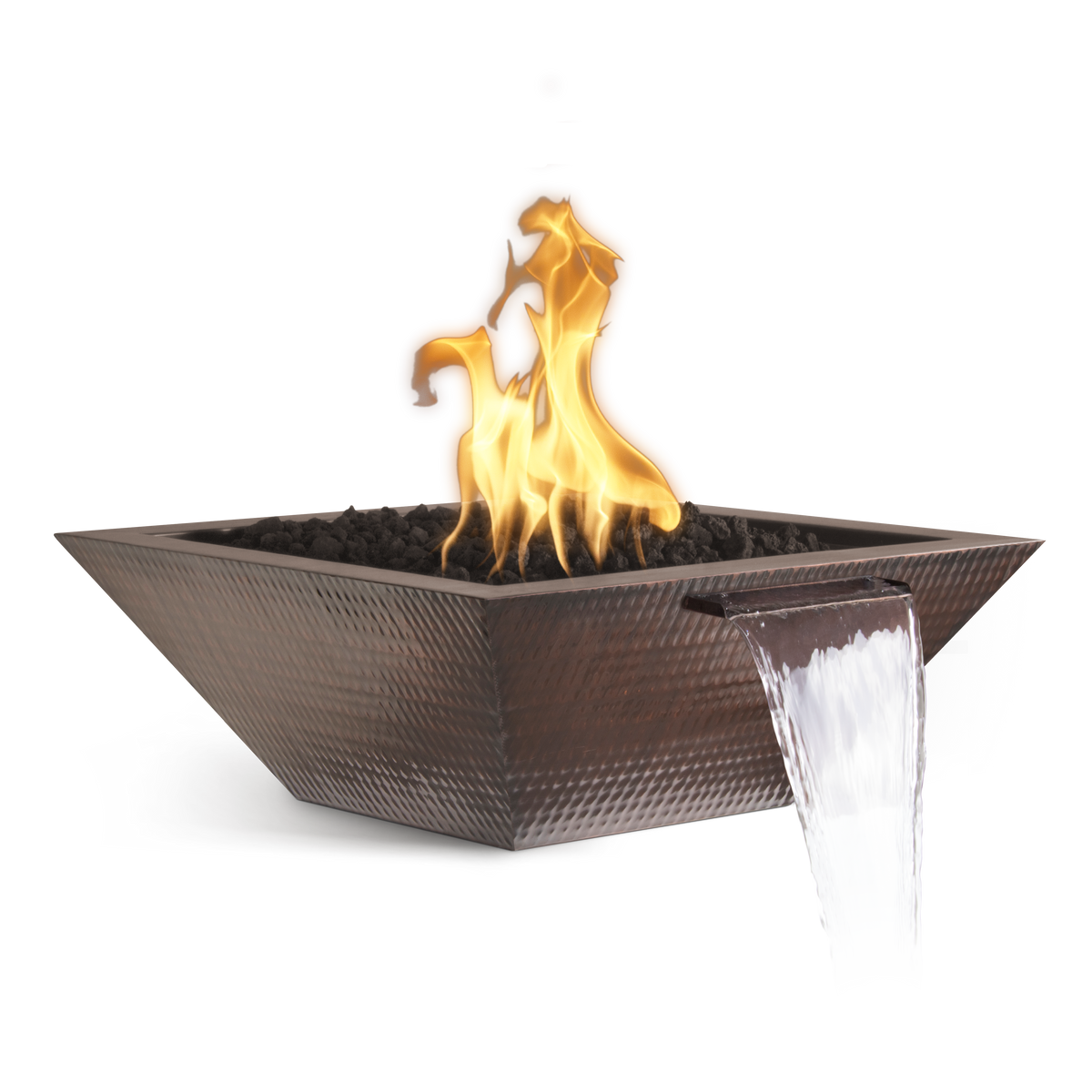The Outdoor Plus Maya Fire & Water Bowl - Hammered Copper (24" / Match Lit with Flame Sense Ignition (LC Certified))