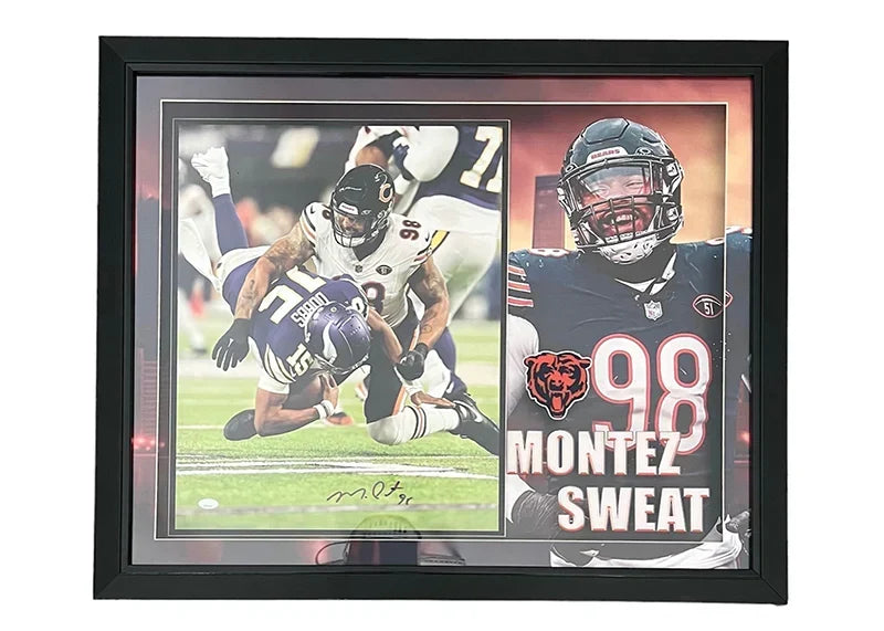 Montez Sweat Signed Chicago 3D Light Up Framed Football 33x27 Photo (JSA)