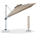 10 Ft Square Aluminum 360° Cantilever Patio Umbrella with Cover – Outdoor Yard Market Shade (Beige)