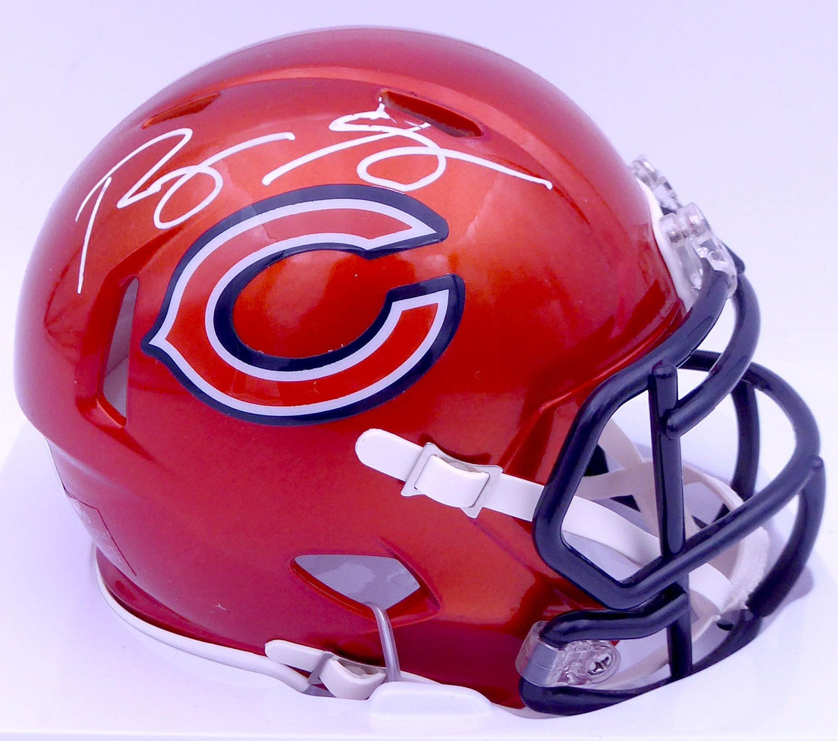 Roquan Smith Autographed Chicago Bears Flash Orange Speed Mini Helmet (Bubbled) Beckett BAS #WW01073