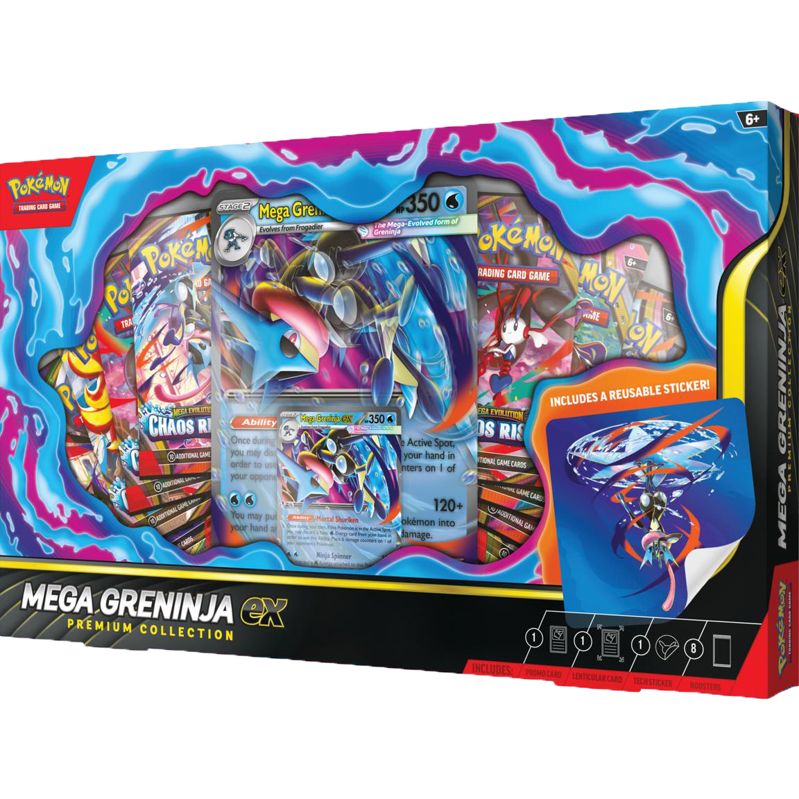 Mega Greninja ex Premium Collection (Chaos Rising) (Factory Sealed Case of 6 Boxes (2 of Each))