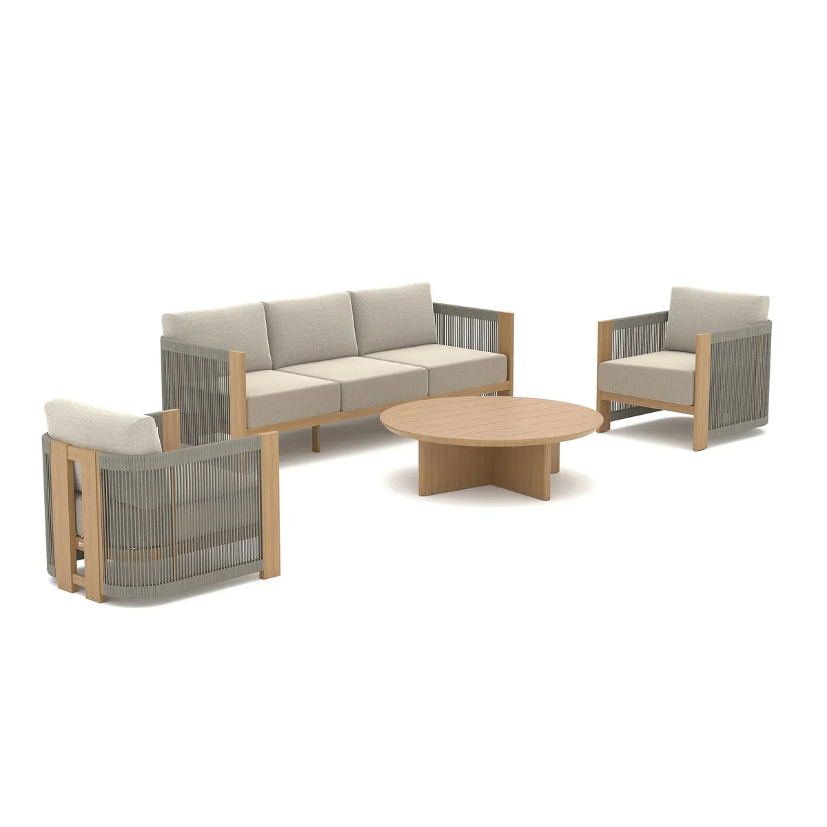 Positano 4-Piece Rope Weave Design Outdoor Seating Set with Sunbrella® Cushions For 5