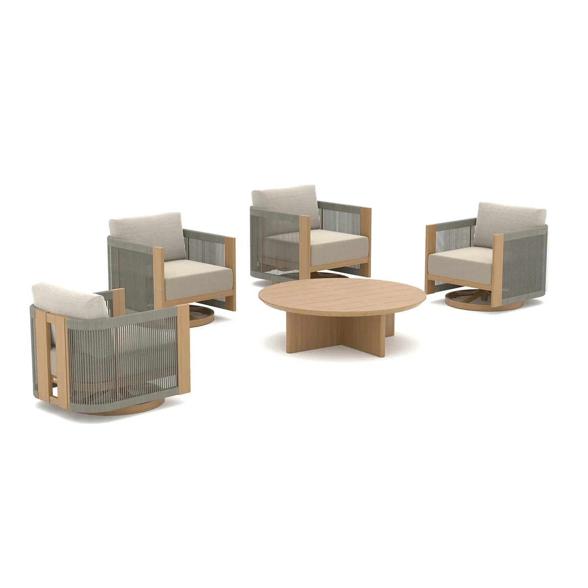 Positano 5-Piece Swivel Patio Conversation Set with Sunbrella® Cushions
