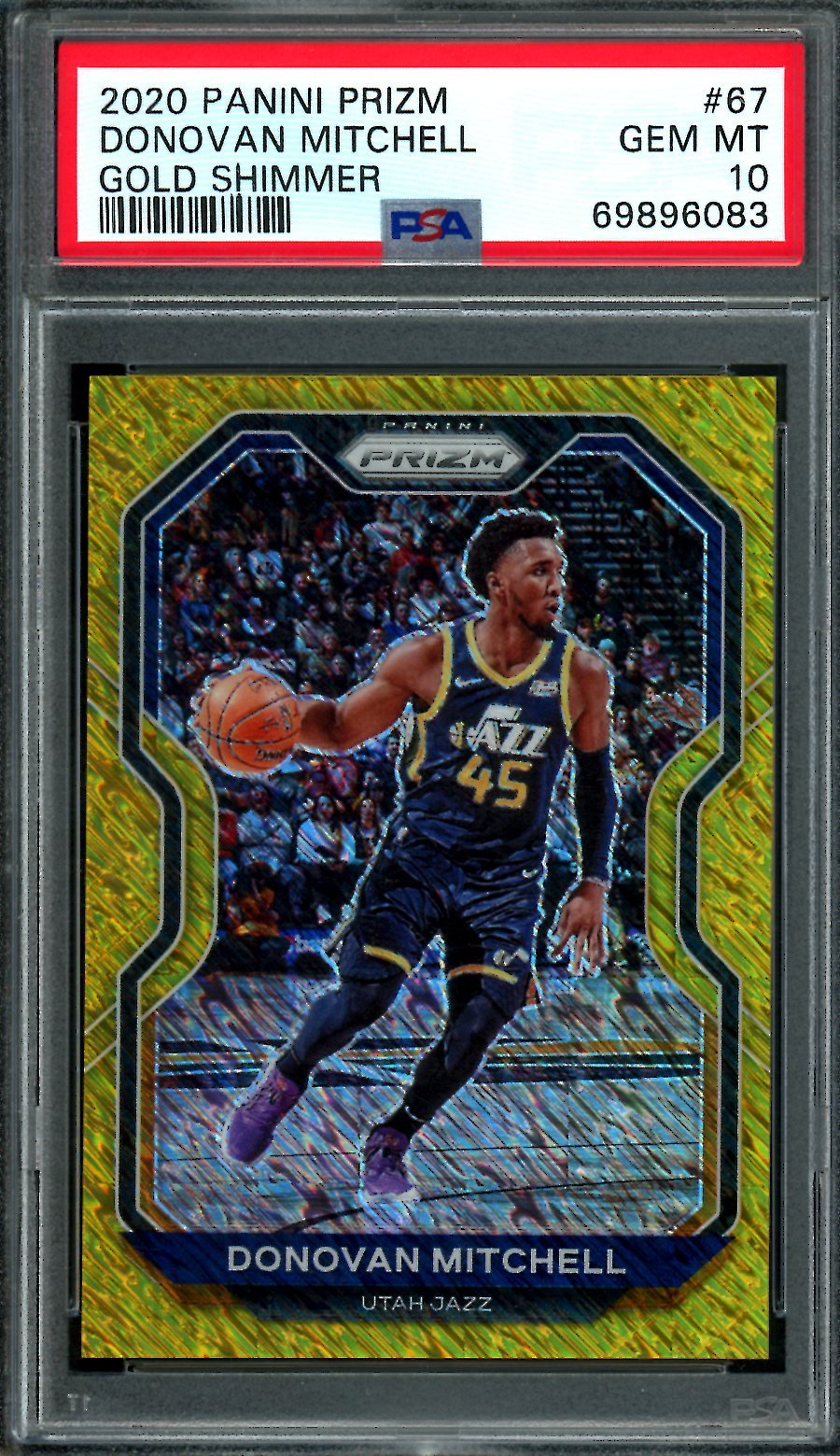 2020/21 Panini Prizm Donovan Mitchell Gold Shimmer /10 PSA 10 Cavaliers
