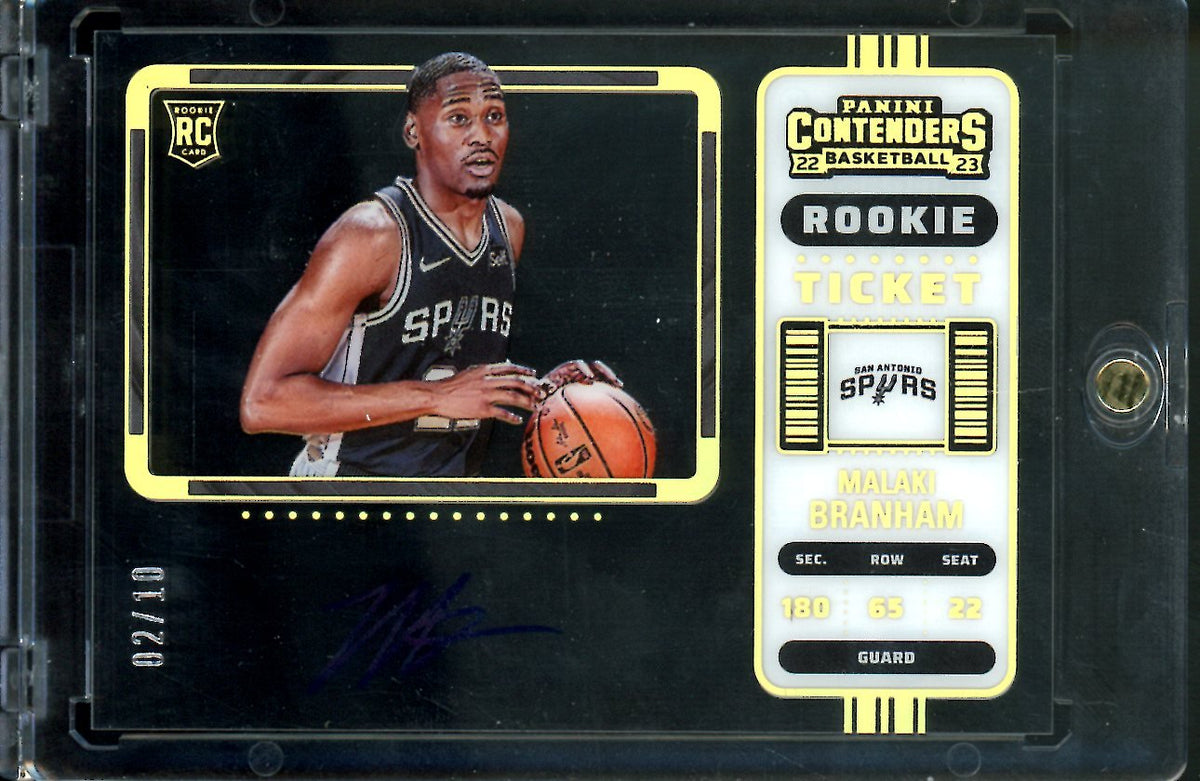 2022/23 Panini Contenders Malaki Branham Rookie Ticket Variation Clear Gold /10 Spurs