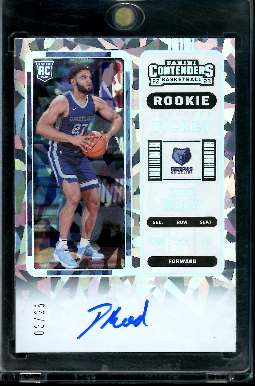 2022/23 Panini Contenders David Roddy Rookie Ticket Auto Cracked Ice /25 Grizzlies