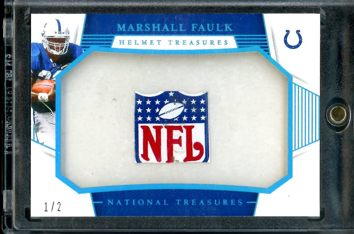2019 Panini National Treasures Marshall Faulk Helmet Treasures Shield Patch /2 Colts