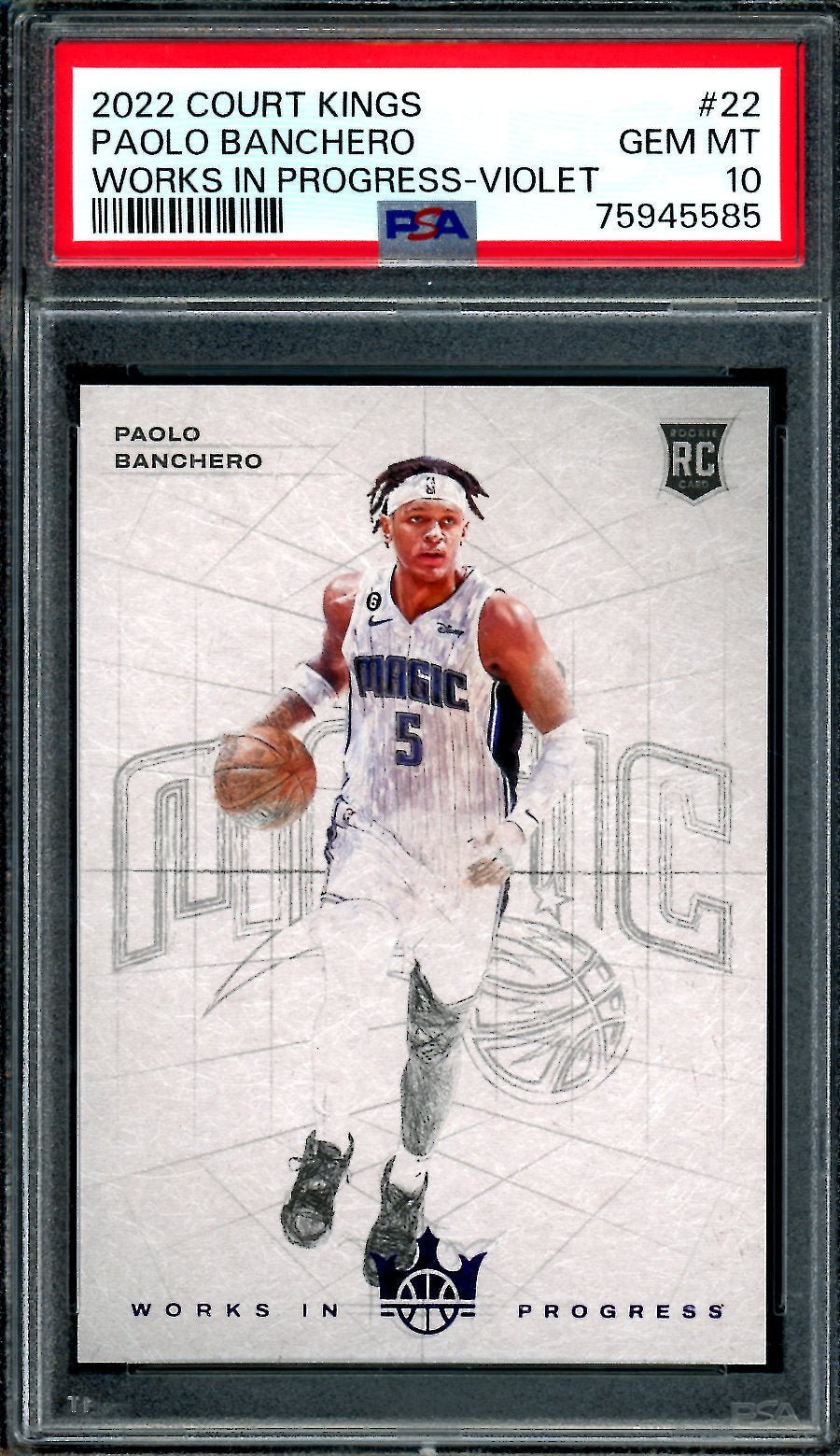 2022/23 Panini Court Kings Paolo Banchero Rookie Works in Progress /49 PSA 10 Magic