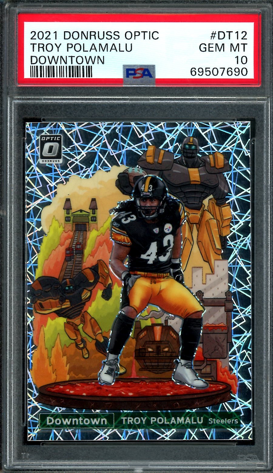2021 Panini Optic Troy Polamalu Downtown SSP PSA 10 Steelers