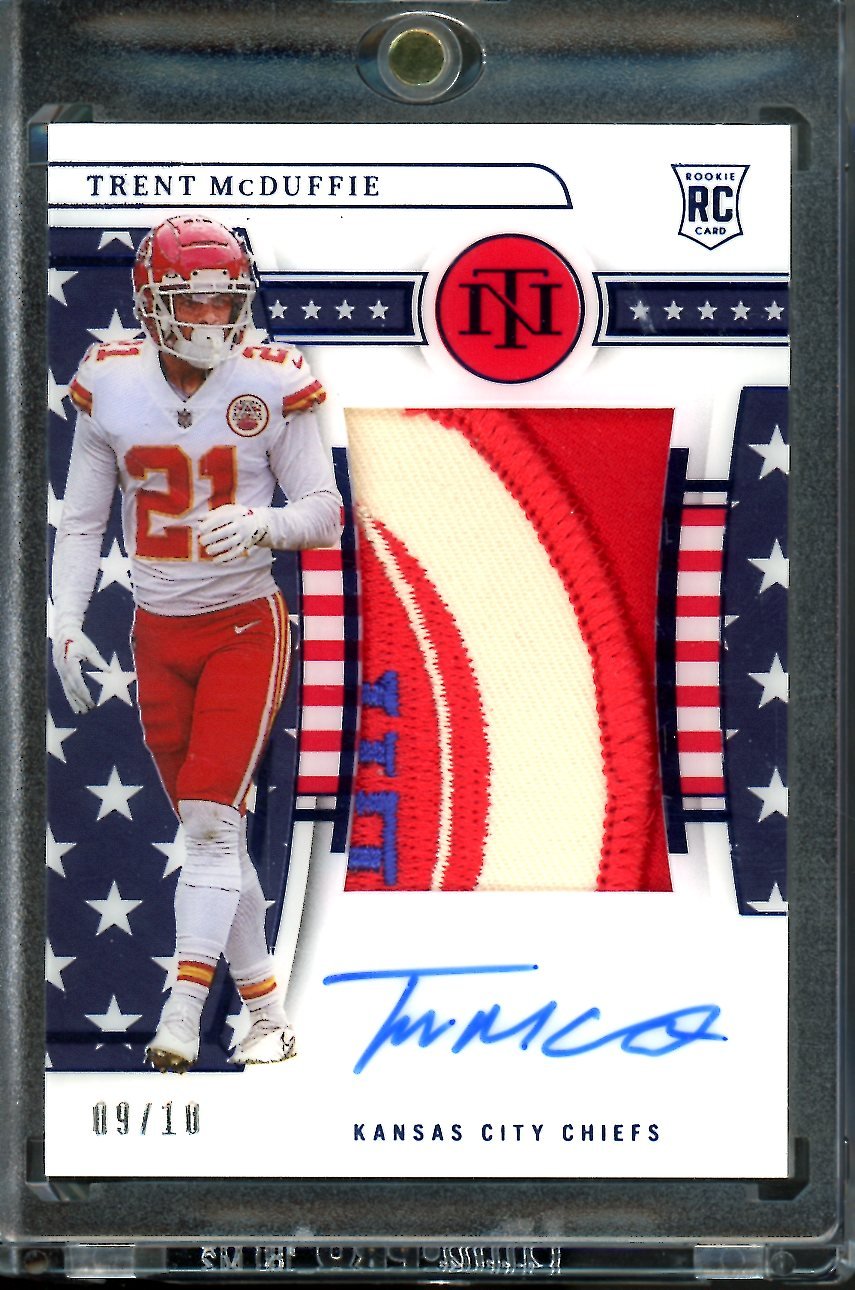 2022 Panini National Treasures Trent McDuffie Rookie Stars & Stripes RPA /10 Chiefs
