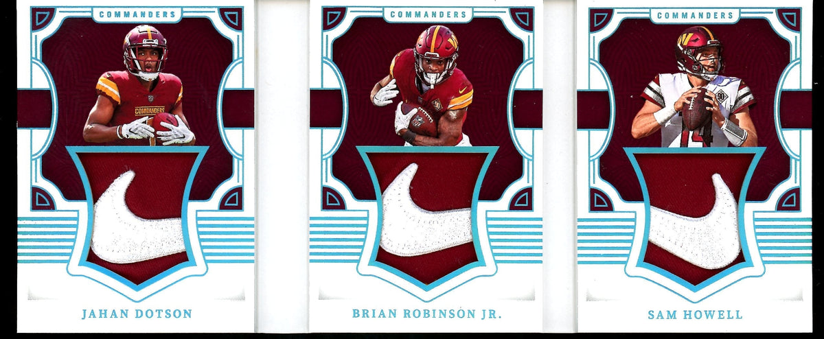 2022 Panini National Treasures Jahan Dotson/Brian Robinson Jr./Sam Howell Triple Nike Swoosh Patch Booklet 1/1 Commanders
