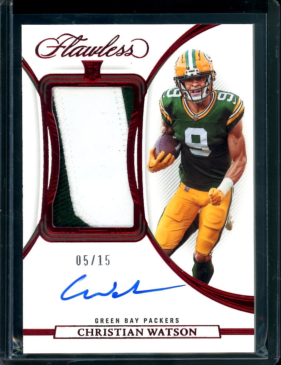 2022 Panini Flawless Christian Watson Rookie RPA Red /15 Packers