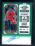 2022-23 Panini Contenders Optic Shaedon Sharpe Rookie Ticket Auto Green /75 Trail Blazers
