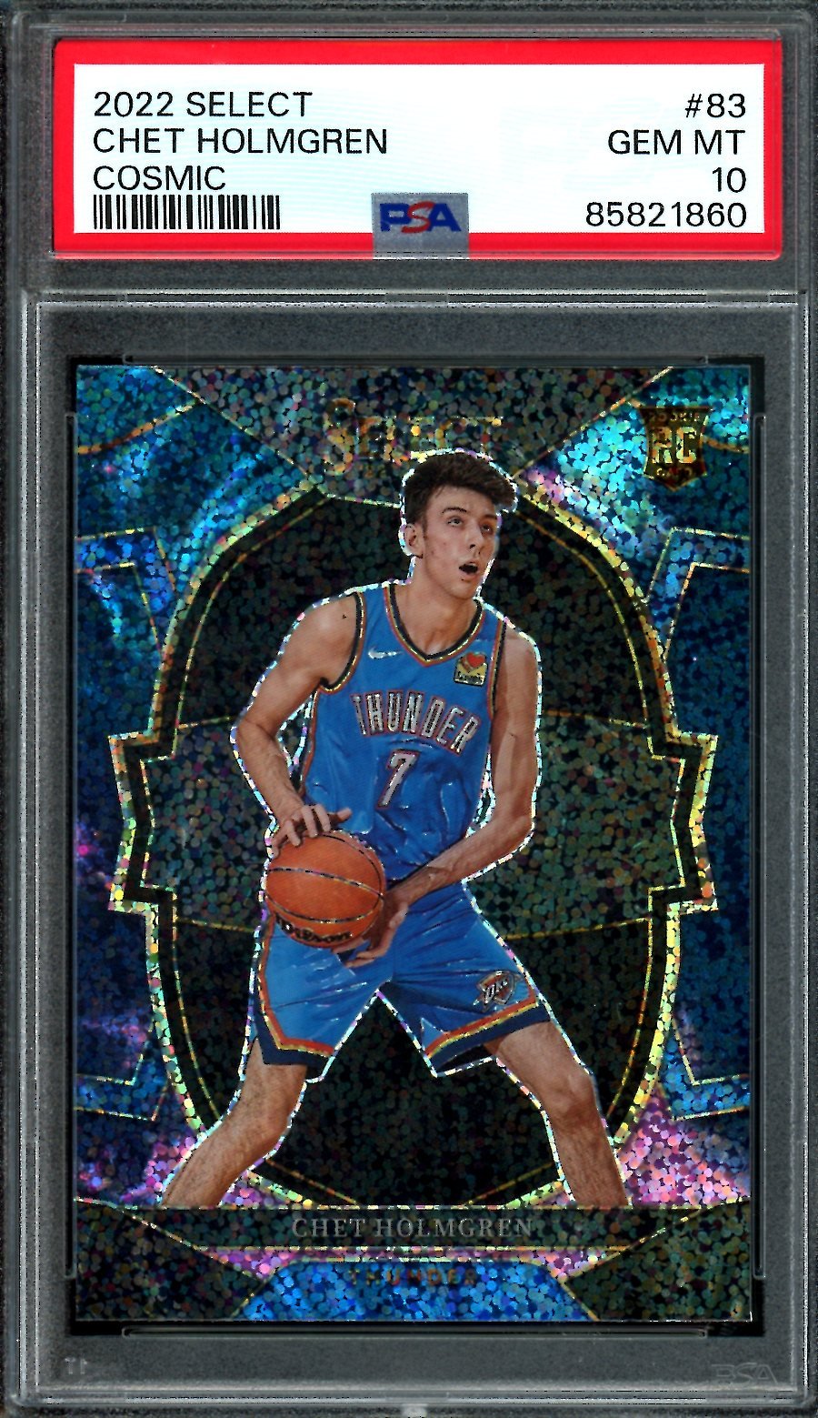 2022/23 Panini Select Chet Holmgren Rookie Cosmic PSA 10 Thunder