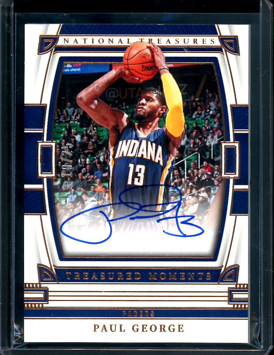 2022/23 Panini National Treasures Paul George Treasured Moments Auto /25 Pacers