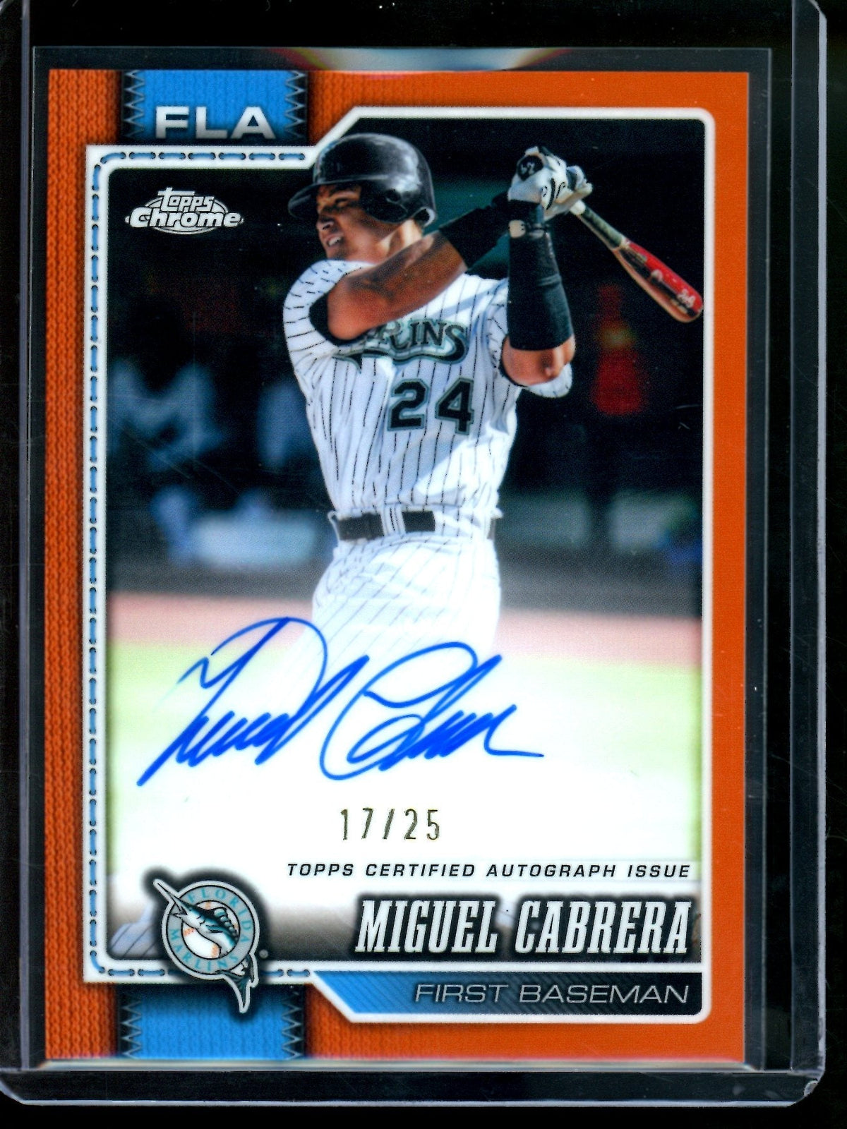 2026 Topps Chrome Miguel Cabrera Orange Refractor Autograph /25 Marlins