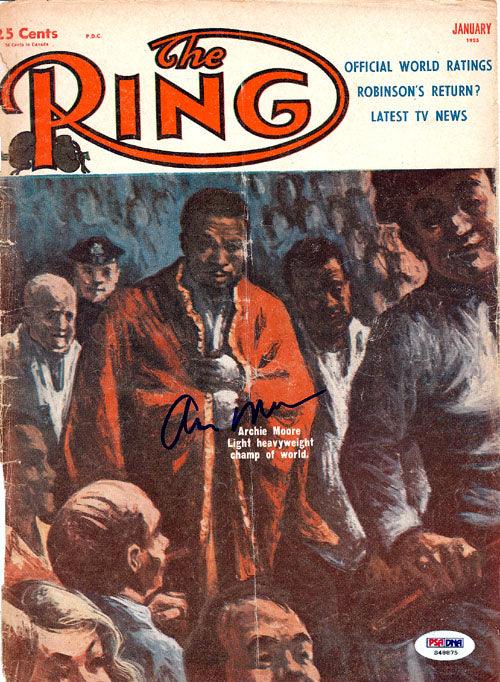 Archie Moore Autographed The Ring Magazine Cover PSA/DNA #S48875