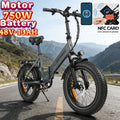 20*4.0 inch fat tire folding electric bicycle, 750W motor urban mountain E-Bike, 48V13AH battery adult electric scooter (Blue / 750W 48V 13AH)