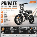 G60 E-Bike 1000W Adult Electric Bicycle 20” Fat Tire E-Bike 48V 15Ah Battery 45-55KM Range Dual Suspension 31MPH (Brown-1000W-48V-15AH)