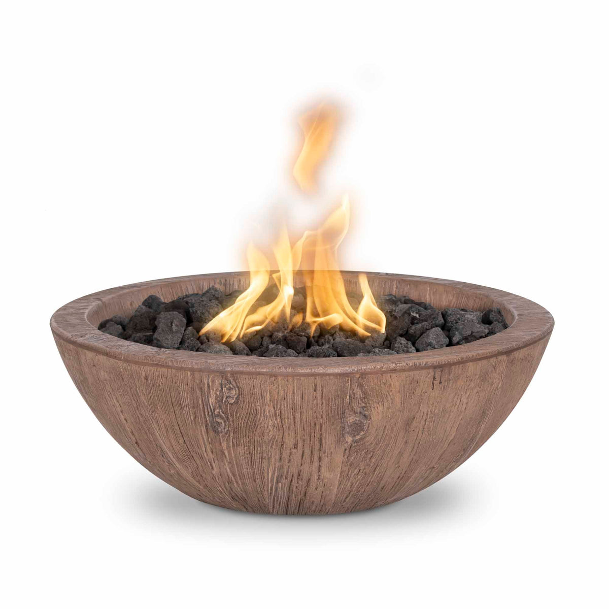 The Outdoor Plus Sedona Fire Bowl - GFRC Wood Grain (27" / Match Lit Ignition)