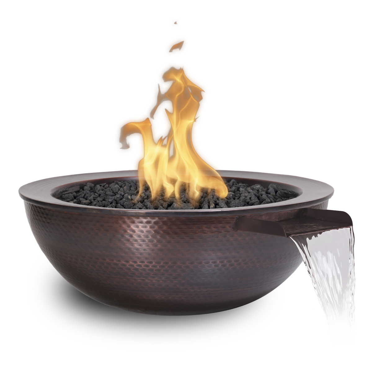 The Outdoor Plus Sedona Fire & Water Bowl - Hammered Copper (Match Lit Ignition)