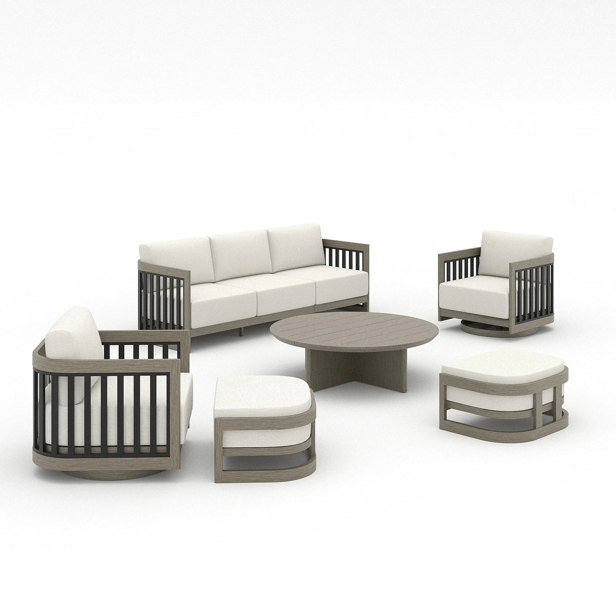 Sereno 6-Piece Swivel Aluminum Patio Conversation Set with Ottoman
