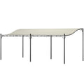 10' x 20' Wall-Mounted Metal Pergola Canopy with Drainage Holes in Cream White