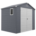 8 x 6ft Plastic Garden Storage Shed w/ Foundation Kit, Ventilation Slots & Lockable Door, Grey