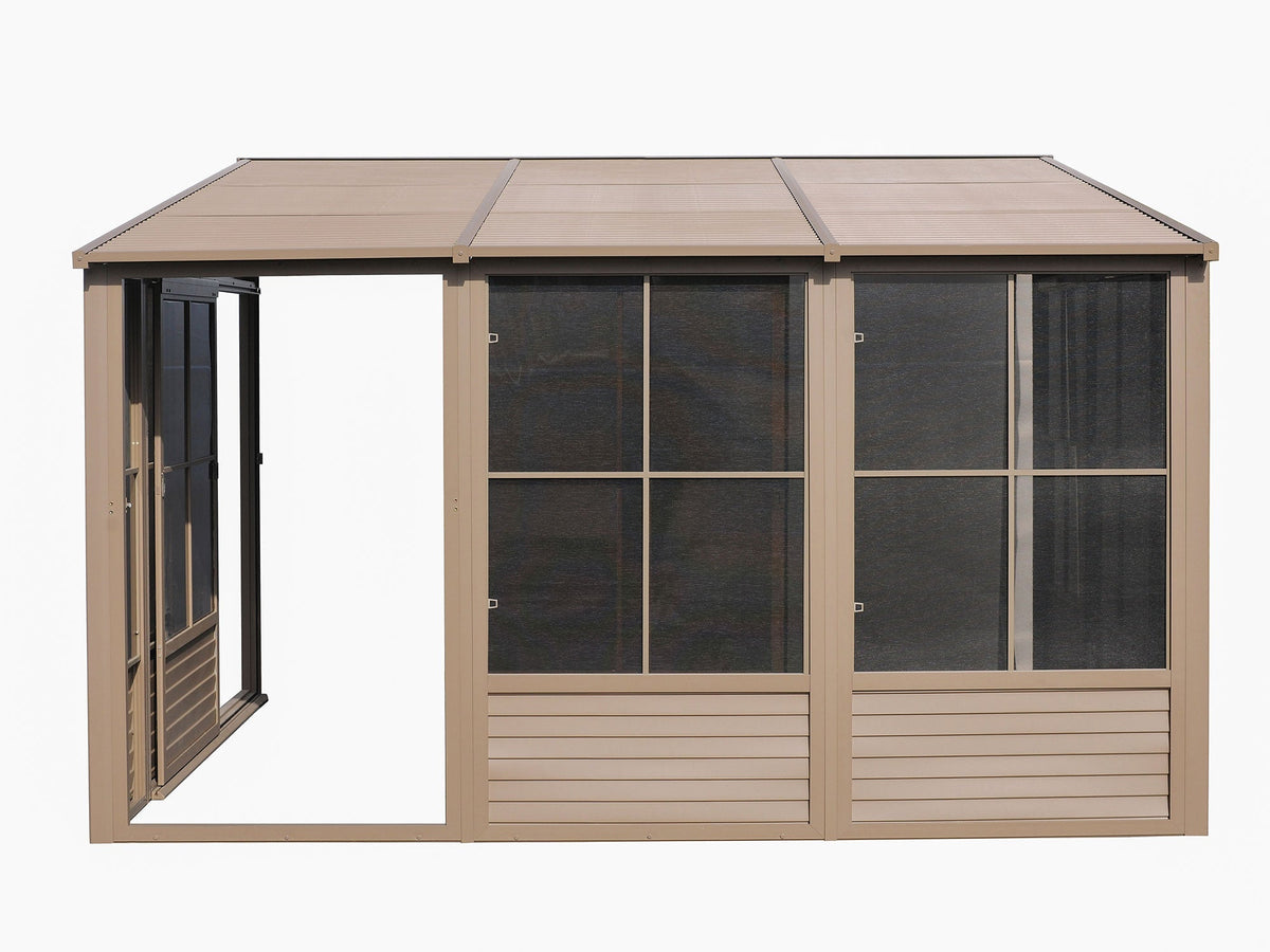 Gazebo Penguin Florence Wall-Mounted Solarium 8' x 12' Metal Roof (Slate)