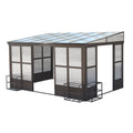 SolVista Aluminum Lean to Gazebo Sun Room with 2 Lockable Sliding Doors for Garden Patio Deck (10X12 FT)