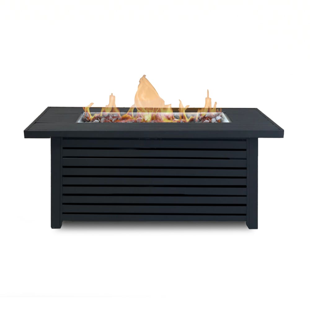 Steel Propane/Natural Gas Outdoor Fire Pit Table with Lid (Black)