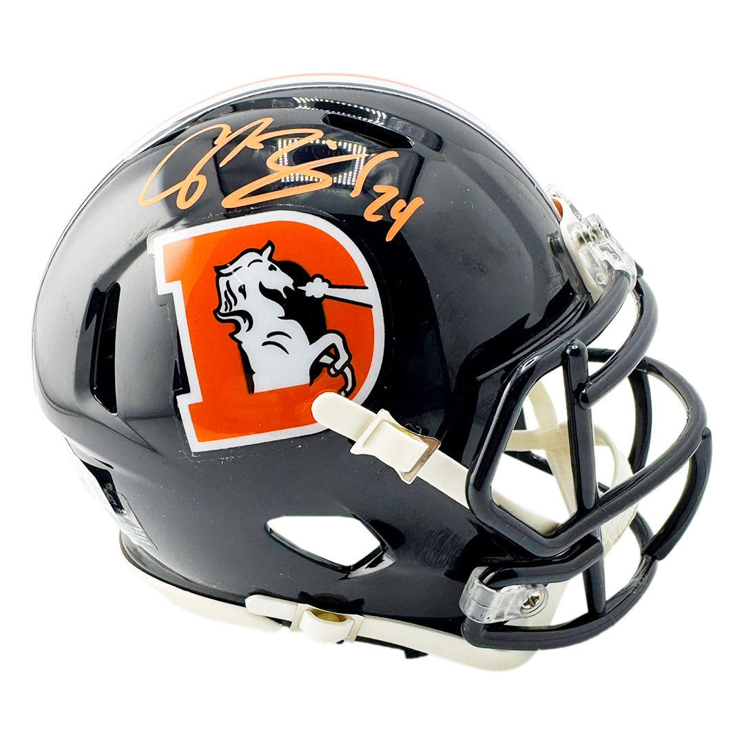 Champ Bailey Signed Denver Broncos Color Rush Speed Mini Football Helmet (Beckett)