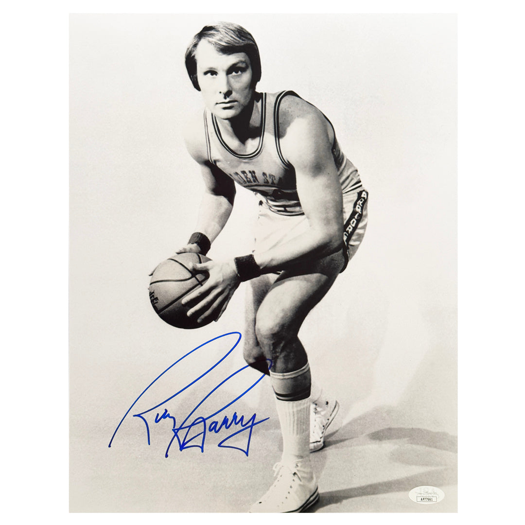 Rick Barry Signed Pose 3 Basketball 11x14 Photo (JSA)