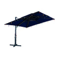 10 FT Square Aluminum Cantilever Patio Umbrella with Hook – Offset Outdoor Umbrella in Navy Blue/Tan/Gray for Patio & Garden (Tan / No-Base)
