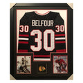 Ed Belfour Signed Chicago Framed Vertical Layout Pro Edition Black Jersey (JSA)