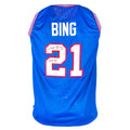 David Bing Signed HOF 1990 Inscription Detroit Blue Basketball Jersey (JSA)