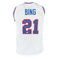 David Bing Signed HOF 1990 Inscription Detroit White Basketball Jersey (JSA)