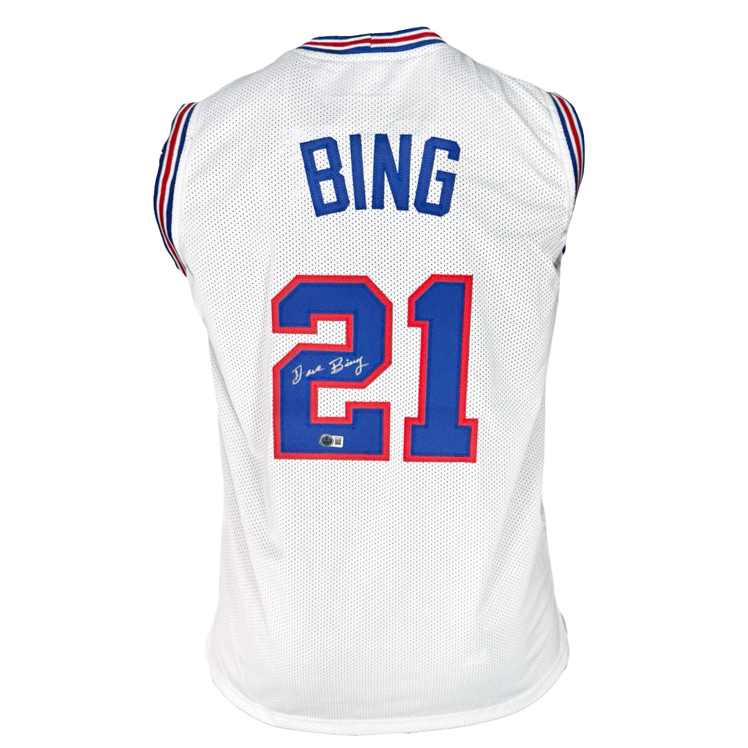 David Bing Signed Detroit White Basketball Jersey (Beckett)
