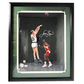 Larry Bird Signed Boston Pose 1 Basketball 16x20 Framed Photo (Beckett)