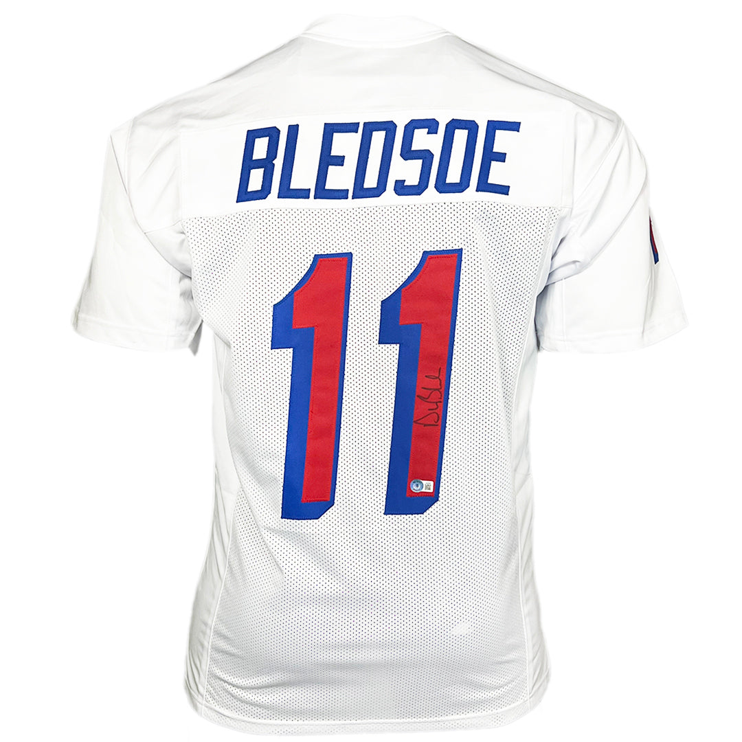 Drew Bledsoe Signed New England White Football Jersey (Beckett)