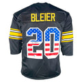 Rocky Bleier Signed 4x SB Champs Inscription Pittsburgh American Flag Football Jersey (Beckett)