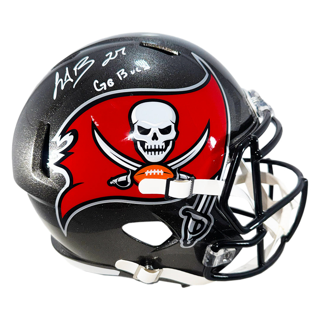 LeGarrette Blount Signed Go Bucs! Inscription Tampa Bay Buccaneers Speed Full-Size Replica Football Helmet (JSA)