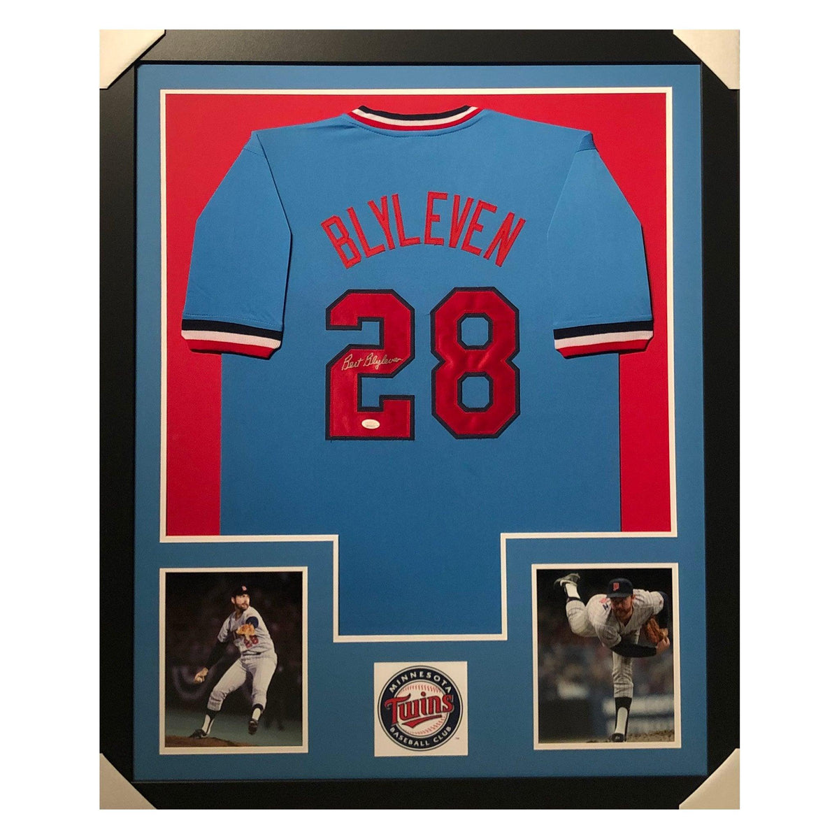 Bert Blyleven Signed Minnesota Framed Vertical Layout Pro Edition Blue Jersey (JSA)